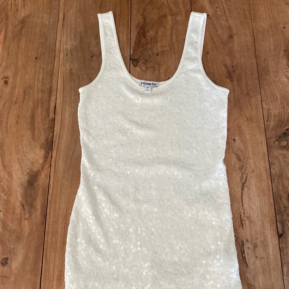Express S/P Sequin Glittery Ivory Off White Tank Top! - Picture 1 of 8